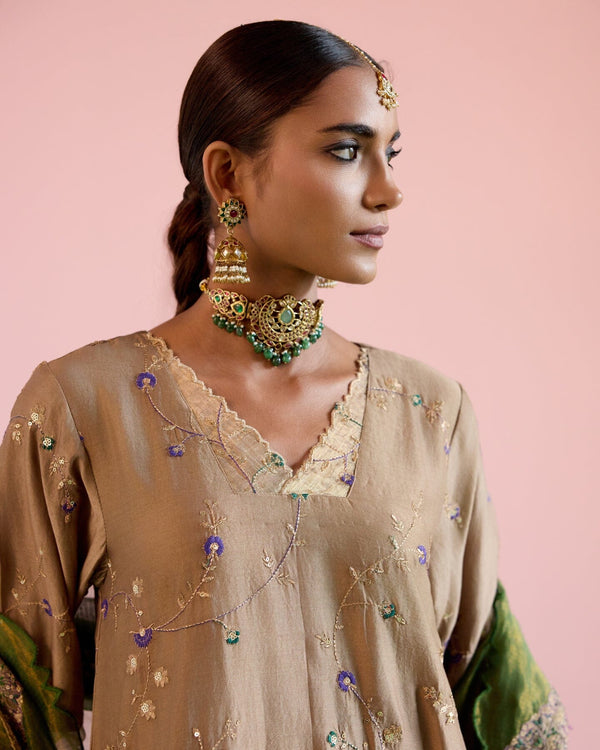 JOR BAAGH BADAMI- SET OF 3( kurta, pant & dupatta) Naaz By Noor 