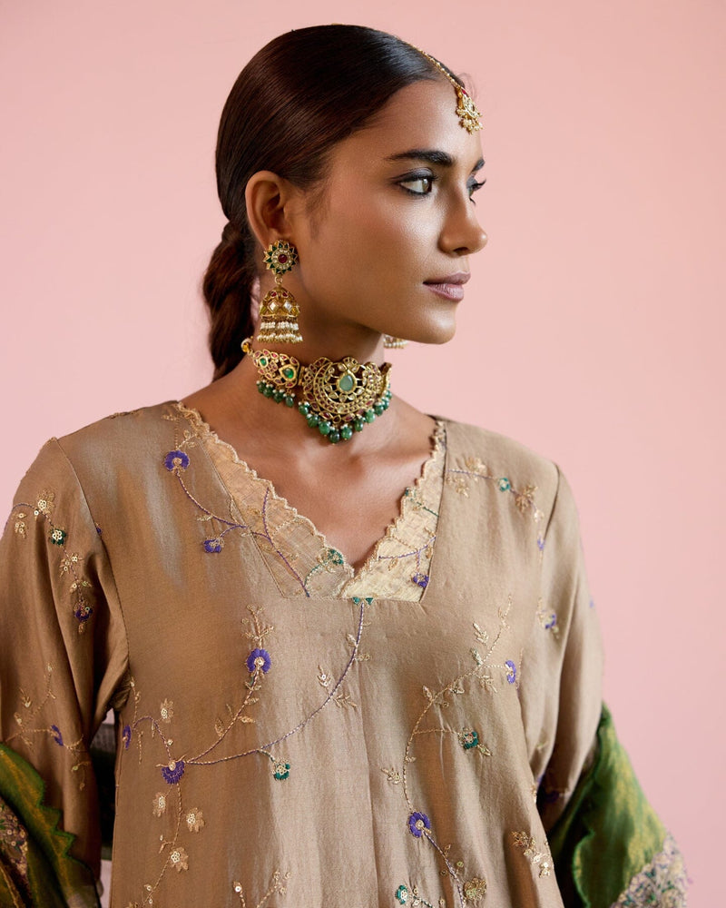 JOR BAAGH BADAMI- SET OF 3( kurta, pant & dupatta) Naaz By Noor 