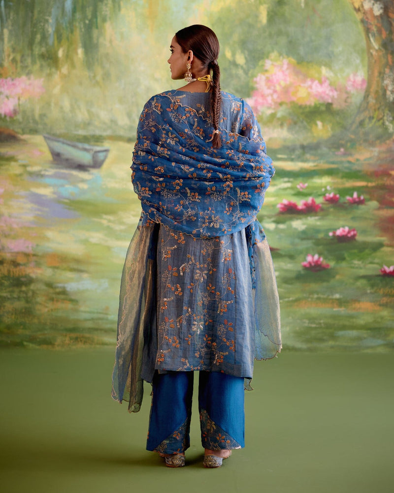 JOR BAAGH BLUE-SET OF 3( kurta, pant & dupatta) Naaz By Noor 