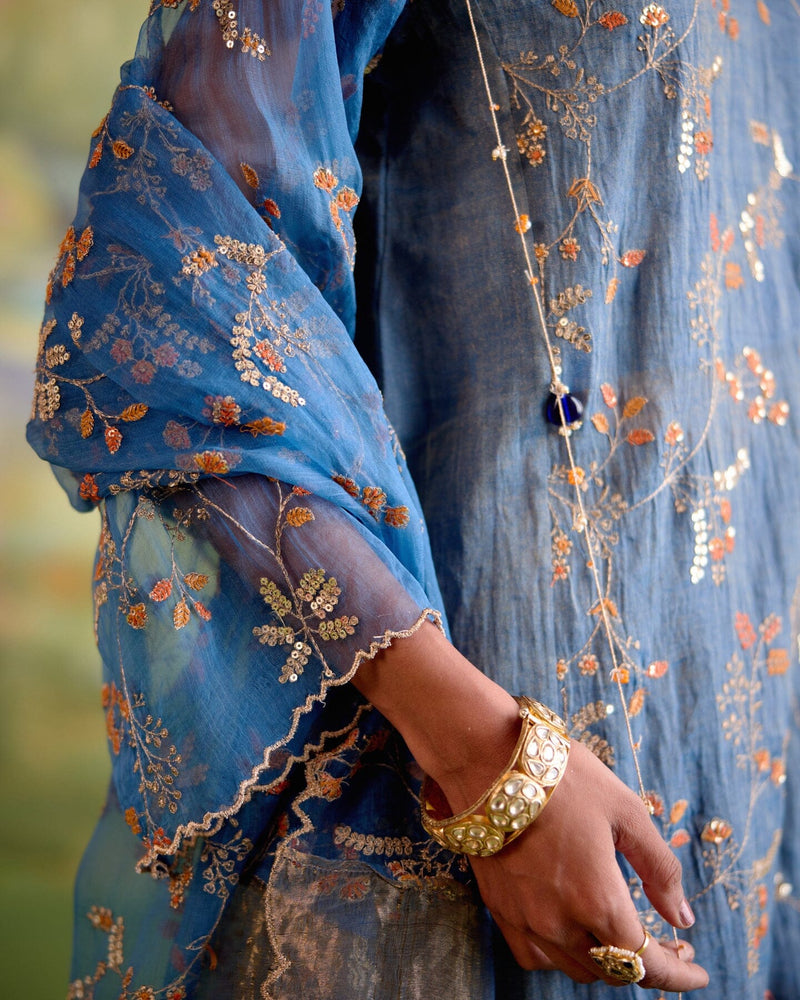 JOR BAAGH BLUE-SET OF 3( kurta, pant & dupatta) Naaz By Noor 
