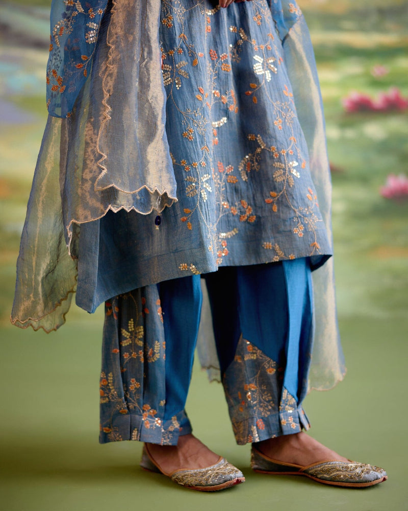 JOR BAAGH BLUE-SET OF 3( kurta, pant & dupatta) Naaz By Noor 