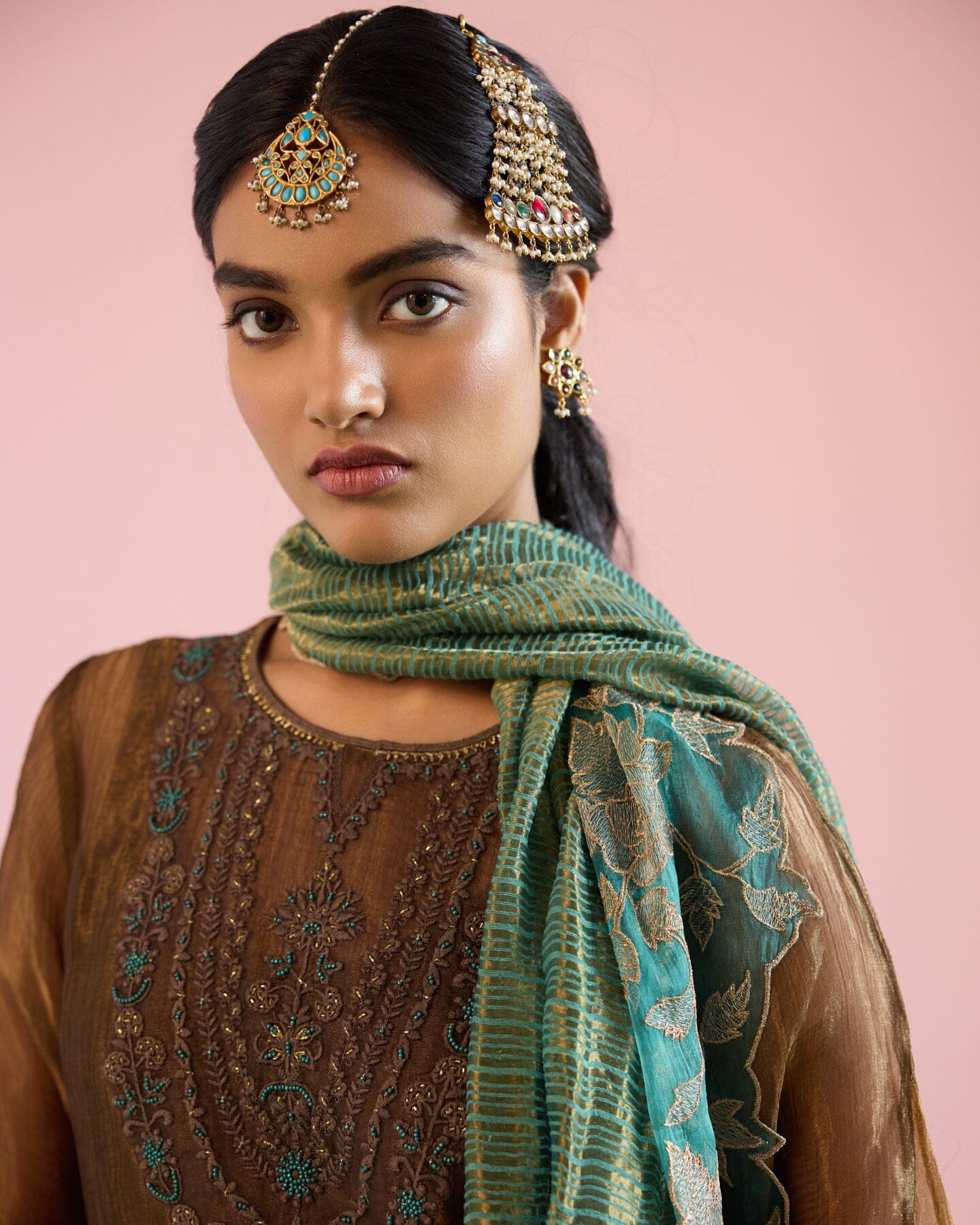 JOR BAAGH BRONZE-SET OF 3 ( kurta, pant & dupatta) Naaz By Noor 