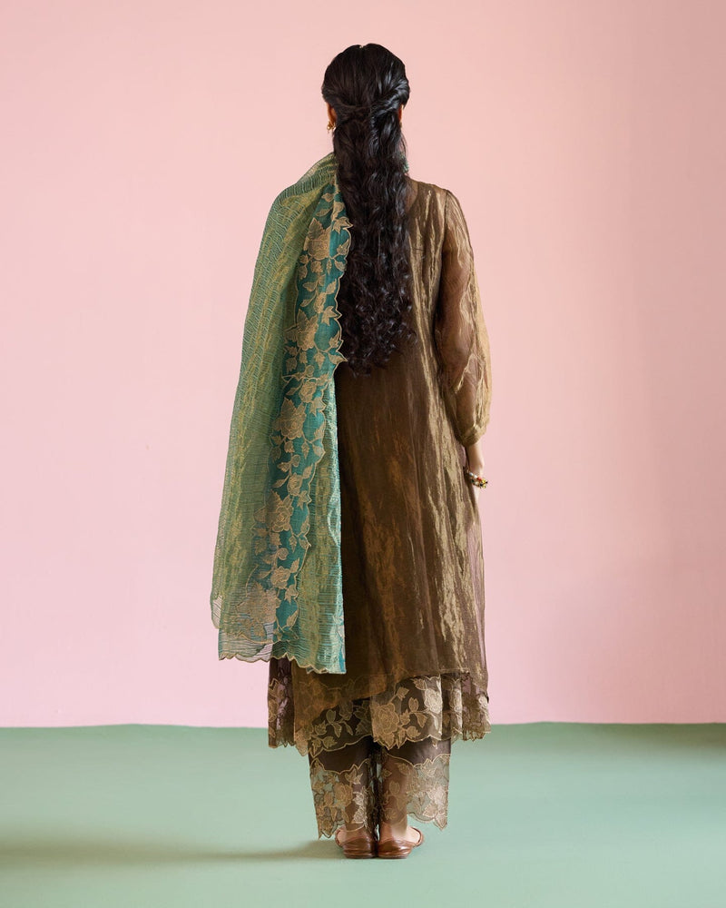 JOR BAAGH BRONZE-SET OF 3 ( kurta, pant & dupatta) Naaz By Noor 