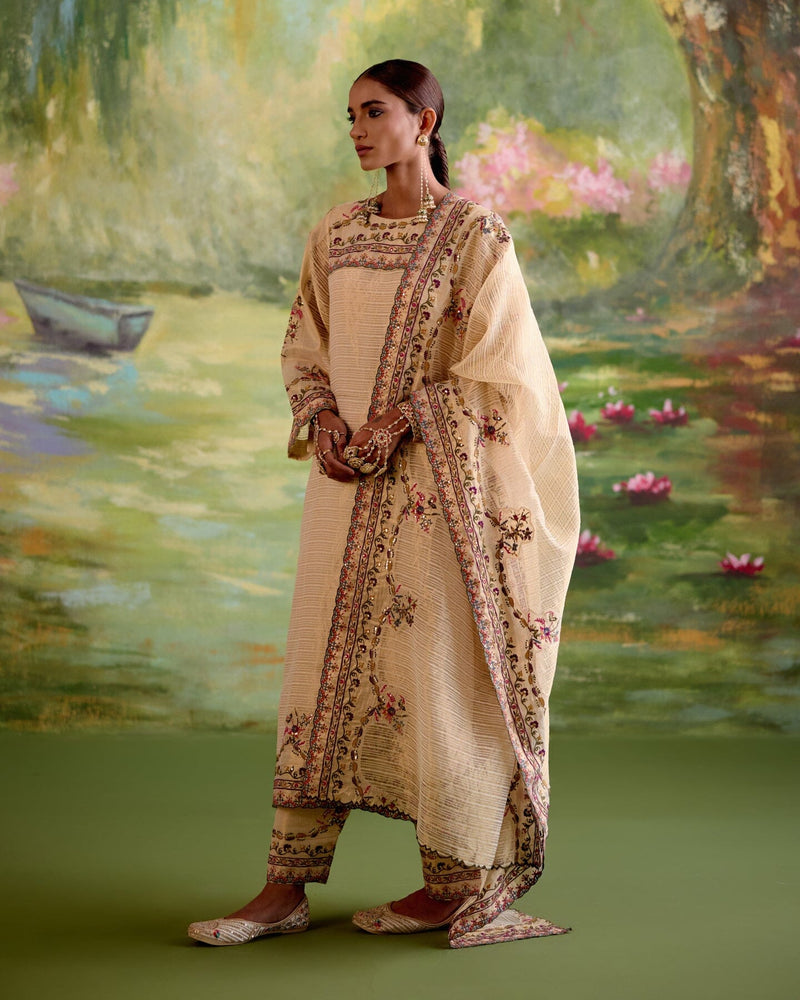JOR BAAGH CREAM-SET OF 3 ( kurta,pant & dupatta) Naaz By Noor 
