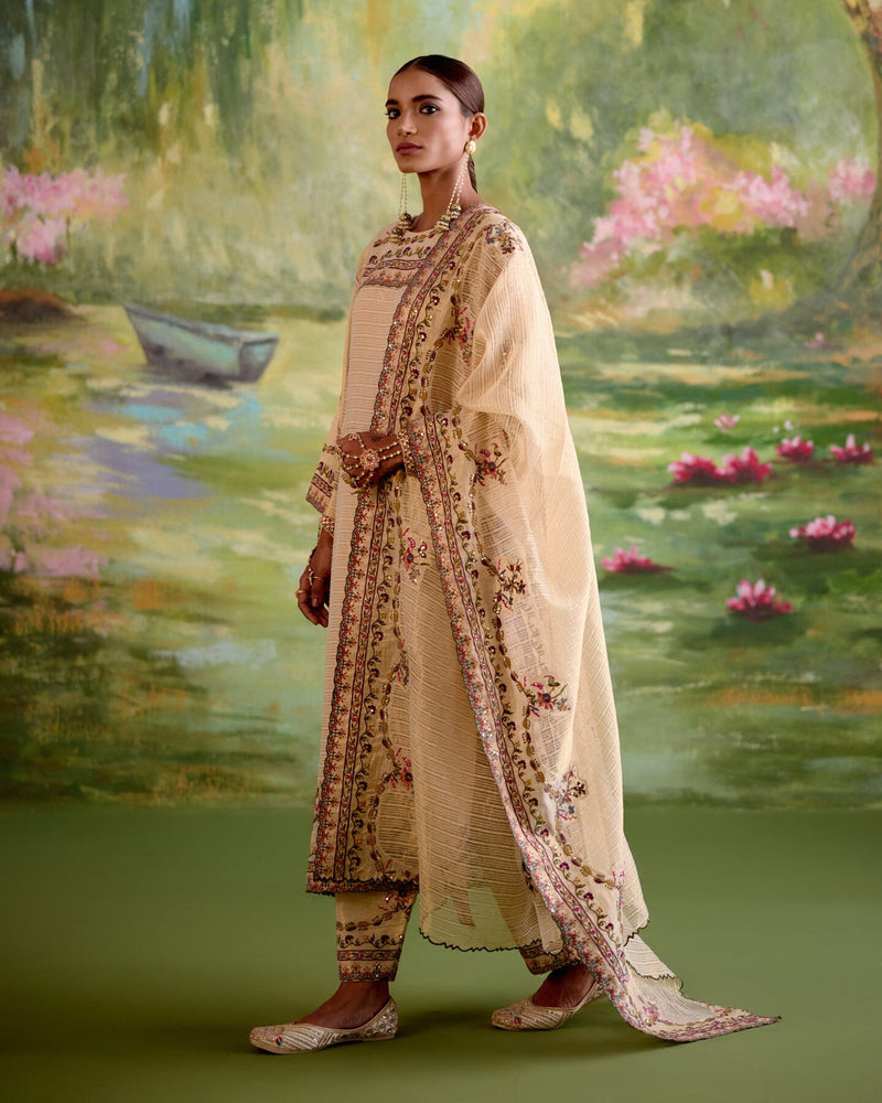 JOR BAAGH CREAM-SET OF 3 ( kurta,pant & dupatta) Naaz By Noor 