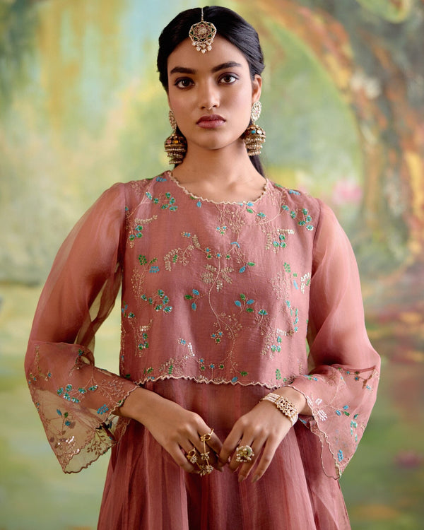 JOR BAAGH DUSKY PINK- SET OF 3 ( kurta, pant & dupatta) Naaz By Noor 