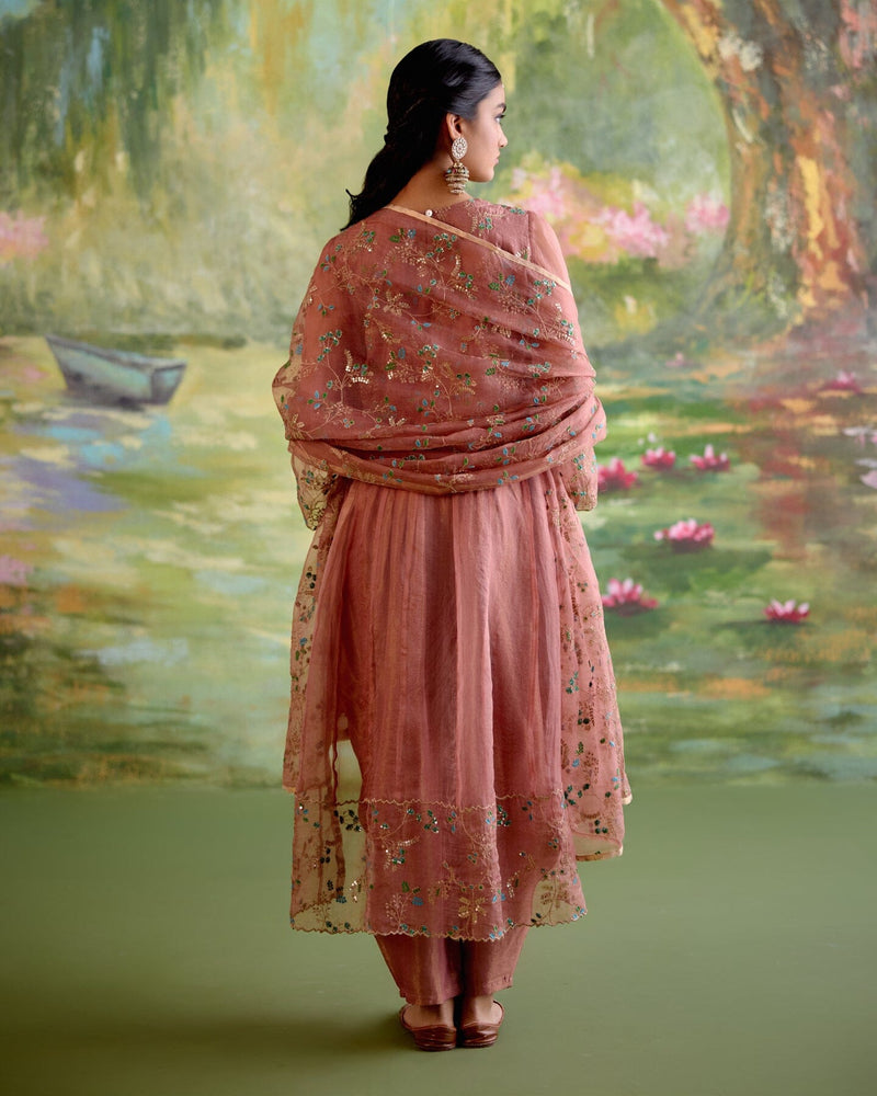JOR BAAGH DUSKY PINK- SET OF 3 ( kurta, pant & dupatta) Naaz By Noor 
