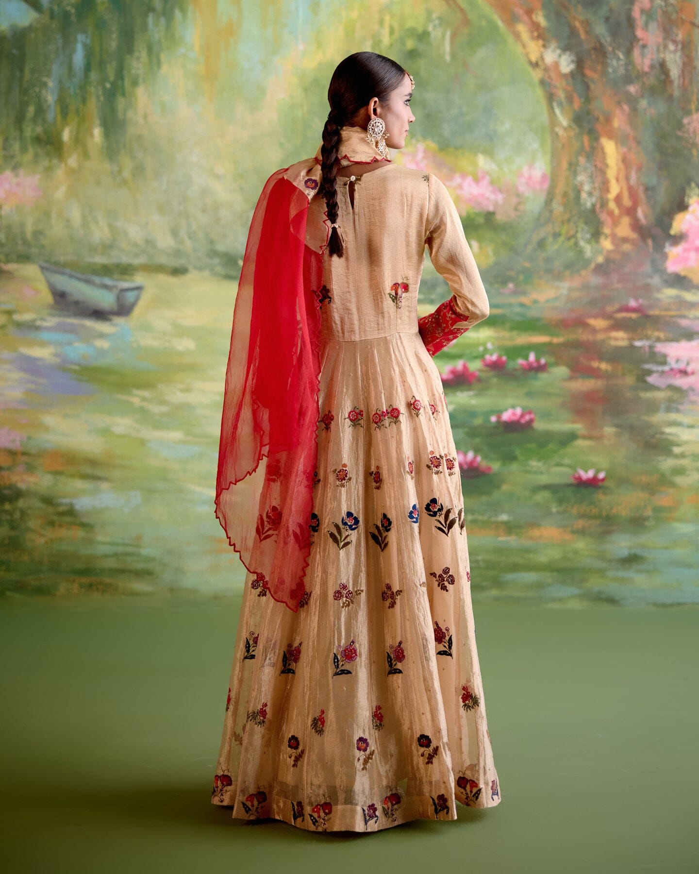 JOR BAAGH GOLD ANARKALI- SET OF 3(anarkali, churidar& dupatta) Naaz By Noor 