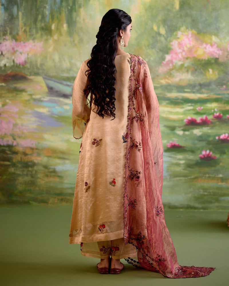 JOR BAAGH GOLD-SET OF 3(kurta,pant & dupatta) Naaz By Noor 