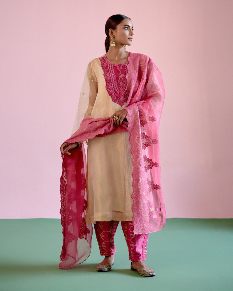 JOR BAAGH GOLD & SILVER- SET OF 3( kurta, pant & dupatta) Naaz By Noor 