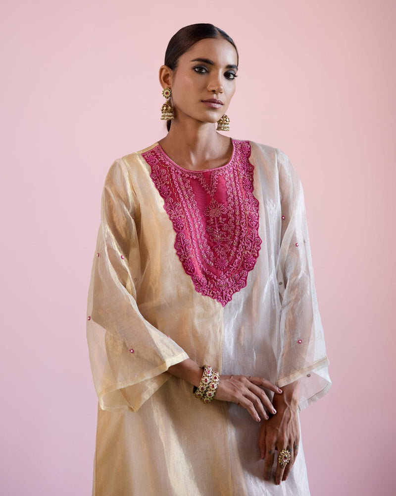 JOR BAAGH GOLD & SILVER- SET OF 3( kurta, pant & dupatta) Naaz By Noor 