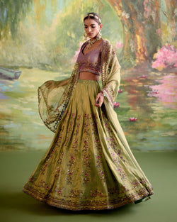 JOR BAAGH GREEN LEHENGA - SET OF 3 ( blouse, lehenga & dupatta) Naaz By Noor 