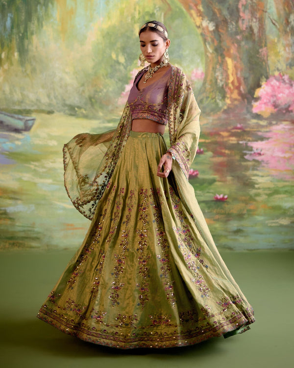 JOR BAAGH GREEN LEHENGA - SET OF 3 ( blouse, lehenga & dupatta) Naaz By Noor 