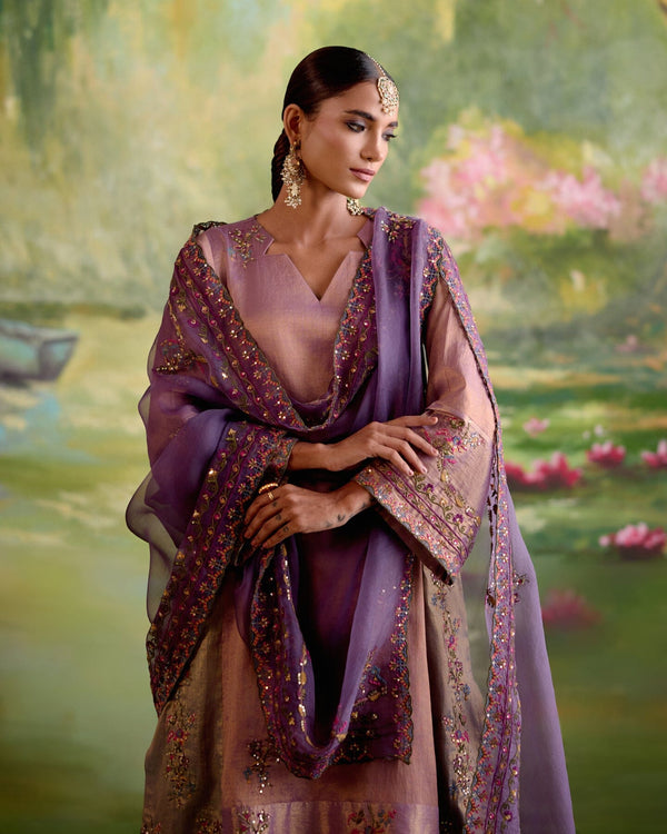 JOR BAAGH JAMUN- SET OF 3( kurta, sharara & dupatta) Naaz By Noor 