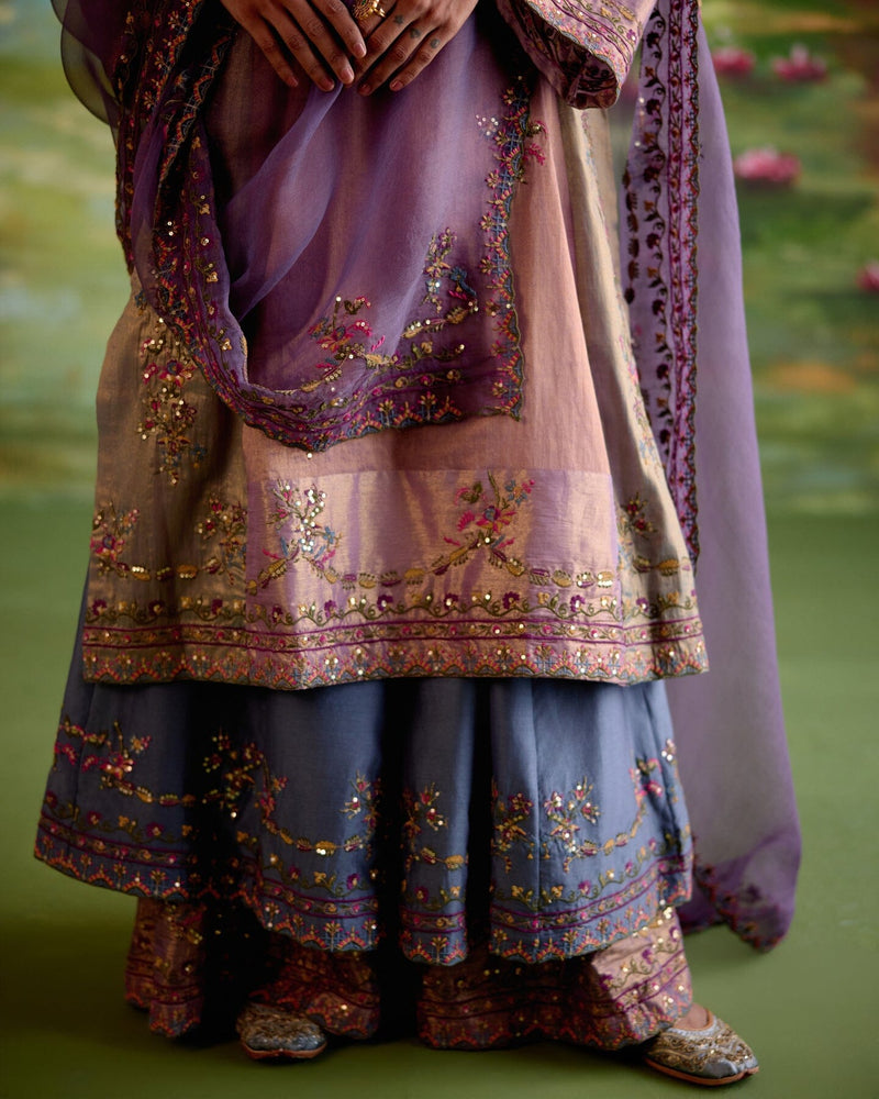 JOR BAAGH JAMUN- SET OF 3( kurta, sharara & dupatta) Naaz By Noor 