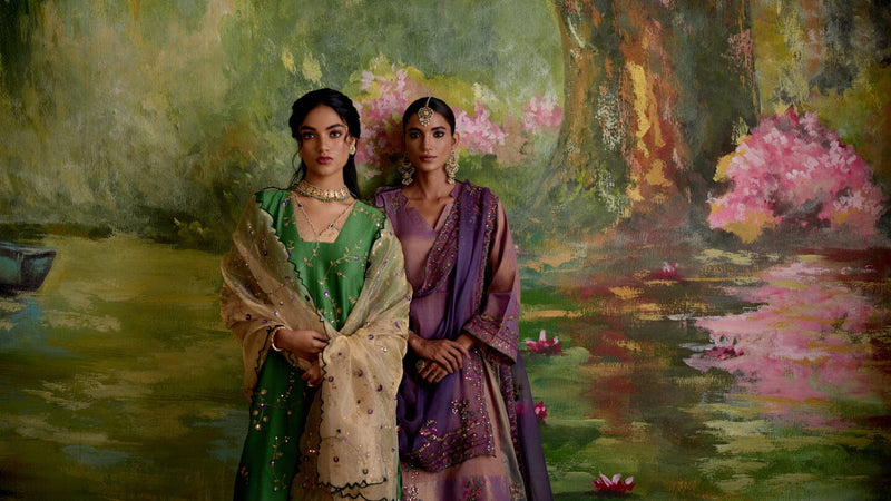 JOR BAAGH JAMUN- SET OF 3( kurta, sharara & dupatta) Naaz By Noor 
