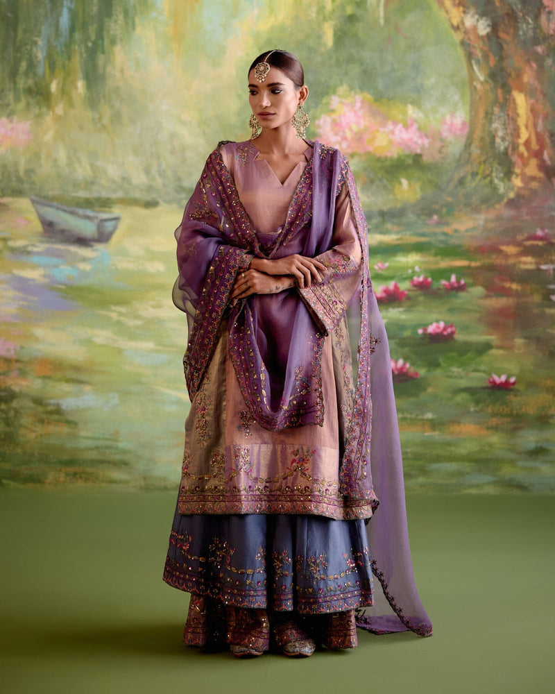 JOR BAAGH JAMUN- SET OF 3( kurta, sharara & dupatta) Naaz By Noor 