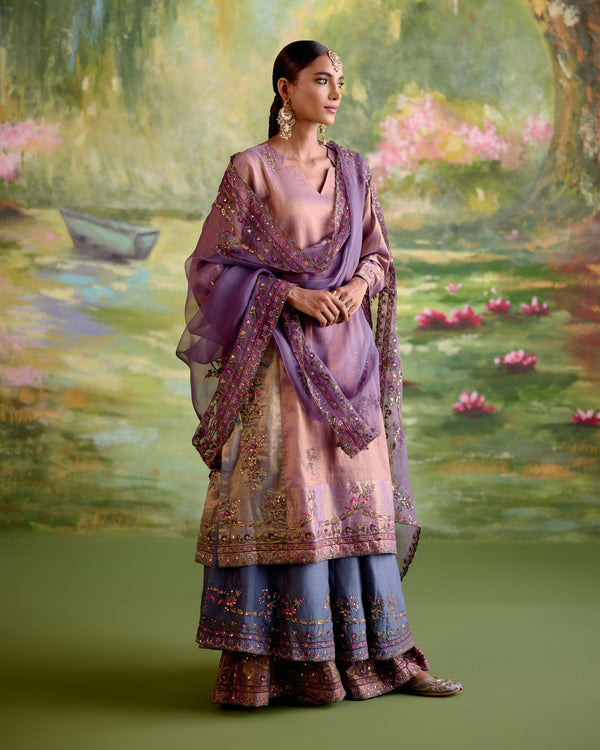 JOR BAAGH JAMUN- SET OF 3( kurta, sharara & dupatta) Naaz By Noor 