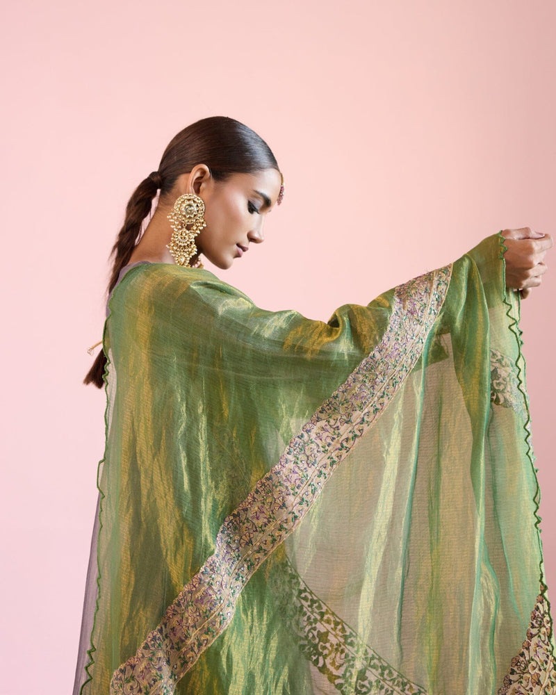 JOR BAAGH LILAC& GREEN-SET OF 3( kurta, pant & dupatta) Naaz By Noor 