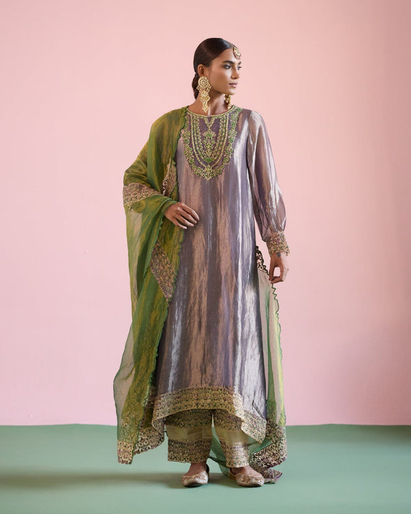 JOR BAAGH LILAC& GREEN-SET OF 3( kurta, pant & dupatta) Naaz By Noor 