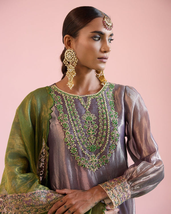 JOR BAAGH LILAC& GREEN-SET OF 3( kurta, pant & dupatta) Naaz By Noor 
