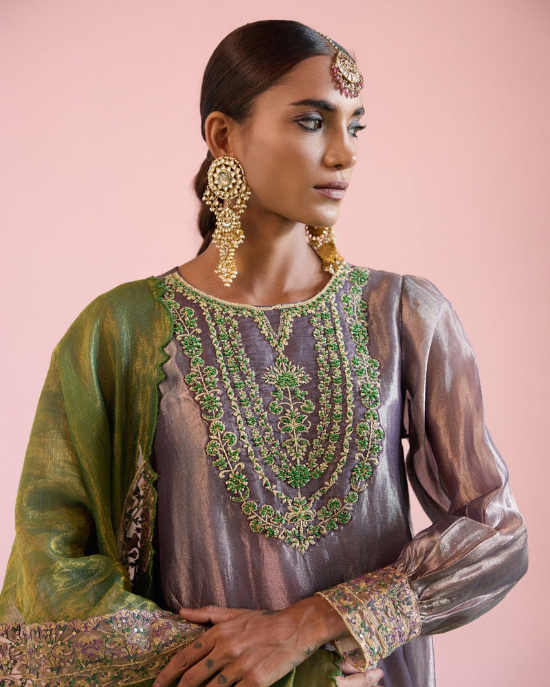 JOR BAAGH LILAC& GREEN-SET OF 3( kurta, pant & dupatta) Naaz By Noor 