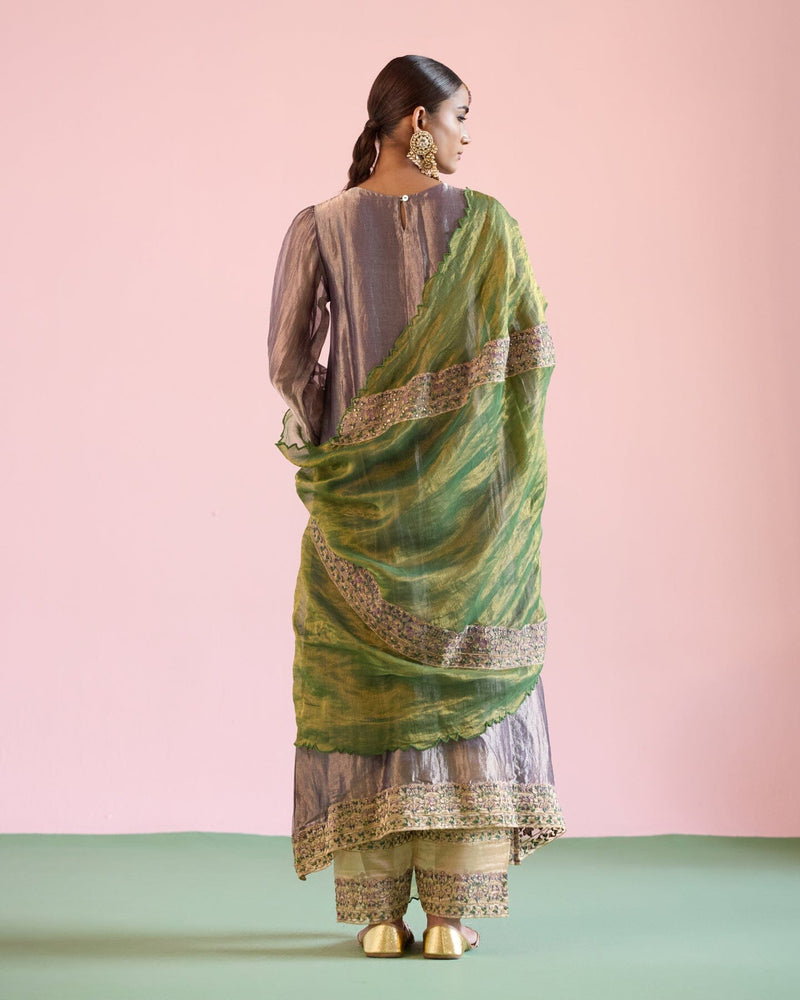 JOR BAAGH LILAC& GREEN-SET OF 3( kurta, pant & dupatta) Naaz By Noor 