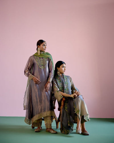 JOR BAAGH LILAC& GREEN-SET OF 3( kurta, pant & dupatta) Naaz By Noor 