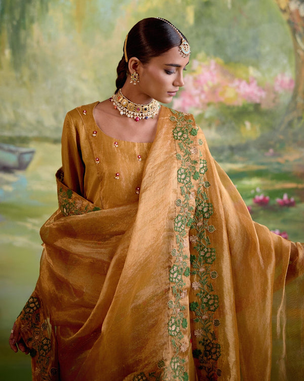 JOR BAAGH MUSTARD-SET OF 3(kurta, sharara & dupatta) Naaz By Noor 