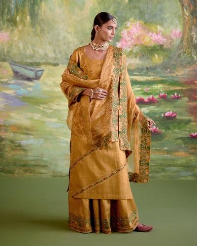 JOR BAAGH MUSTARD-SET OF 3(kurta, sharara & dupatta) Naaz By Noor 