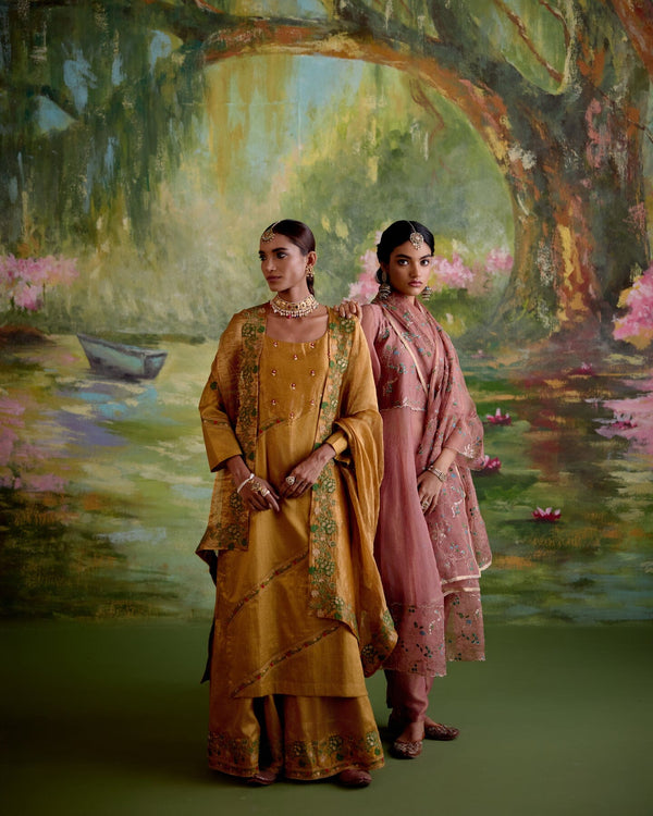 JOR BAAGH MUSTARD-SET OF 3(kurta, sharara & dupatta) Naaz By Noor 