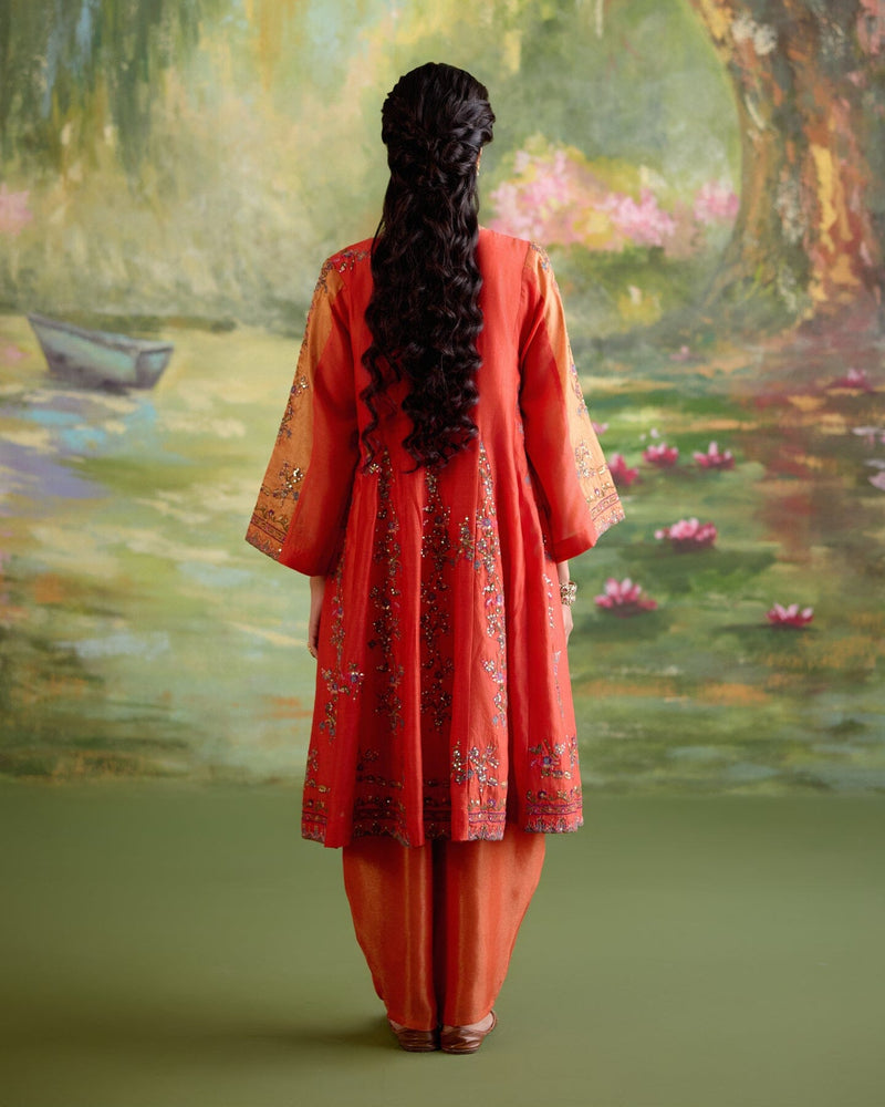JOR BAAGH ORANGE-SET OF 3 ( kurta, pant & dupatta) Naaz By Noor 