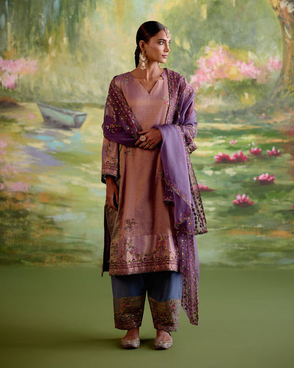 JOR BAAGH PURPLE- SET OF 3( Kurta, pant & dupatta) Naaz By Noor 