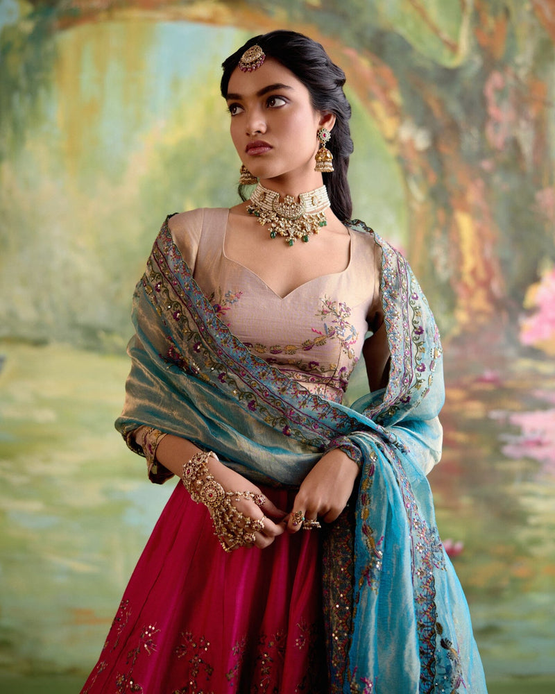 JOR BAAGH RANI PINK LEHENGA-SET OF 3 ( blouse, lehenga & dupatta) Naaz By Noor 