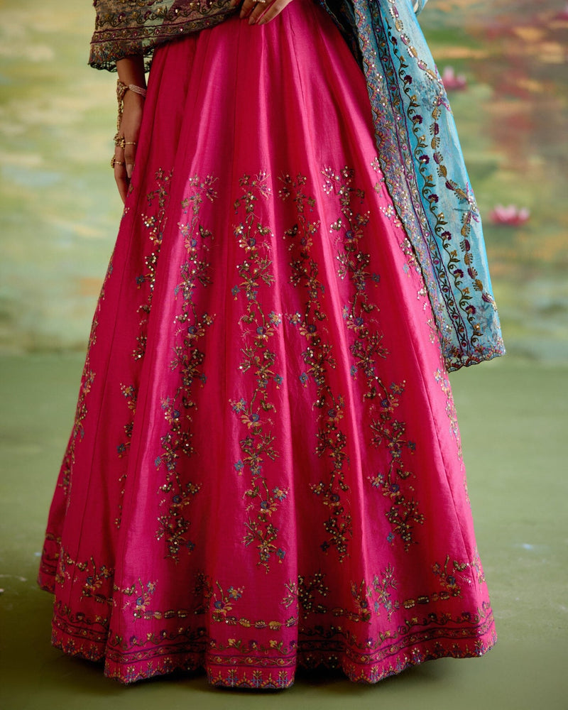 JOR BAAGH RANI PINK LEHENGA-SET OF 3 ( blouse, lehenga & dupatta) Naaz By Noor 