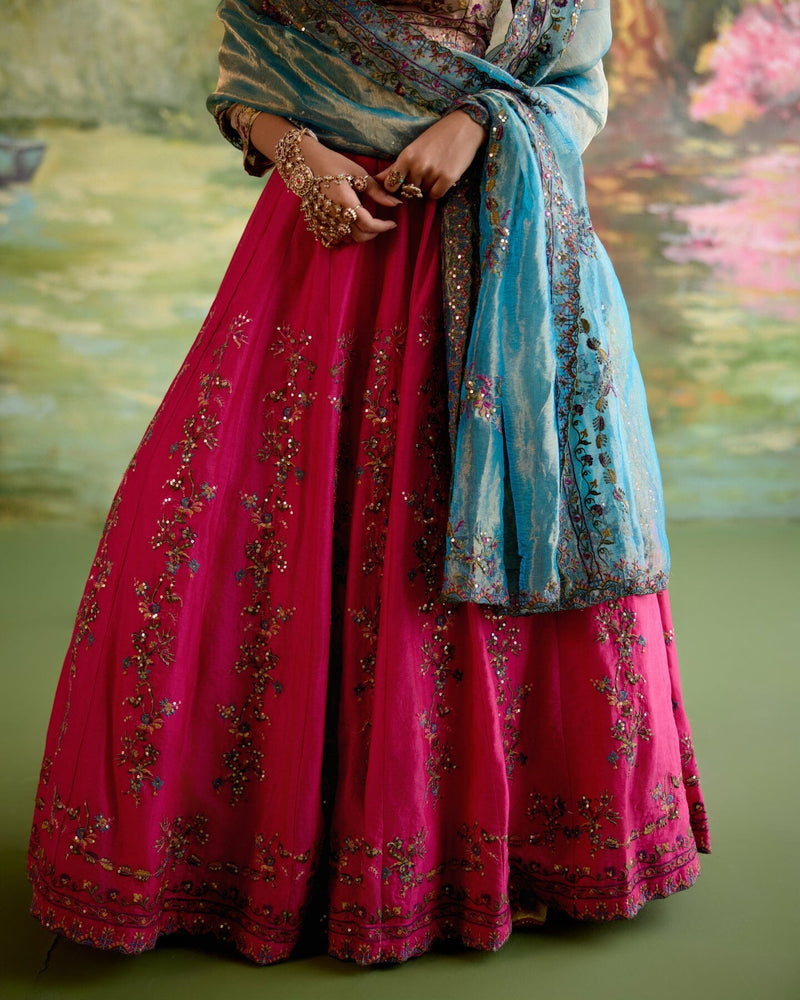 JOR BAAGH RANI PINK LEHENGA-SET OF 3 ( blouse, lehenga & dupatta) Naaz By Noor 