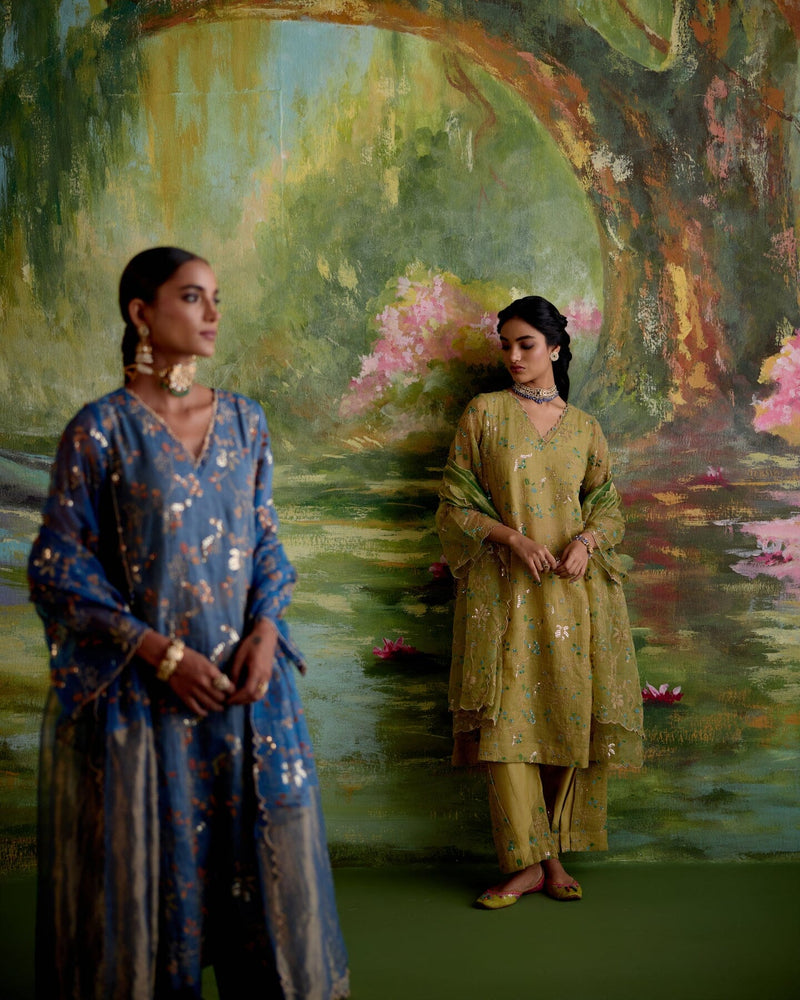 JOR BAAGH SOFT GREEN-SET OF 3( kurta, pant & dupatta) Naaz By Noor 