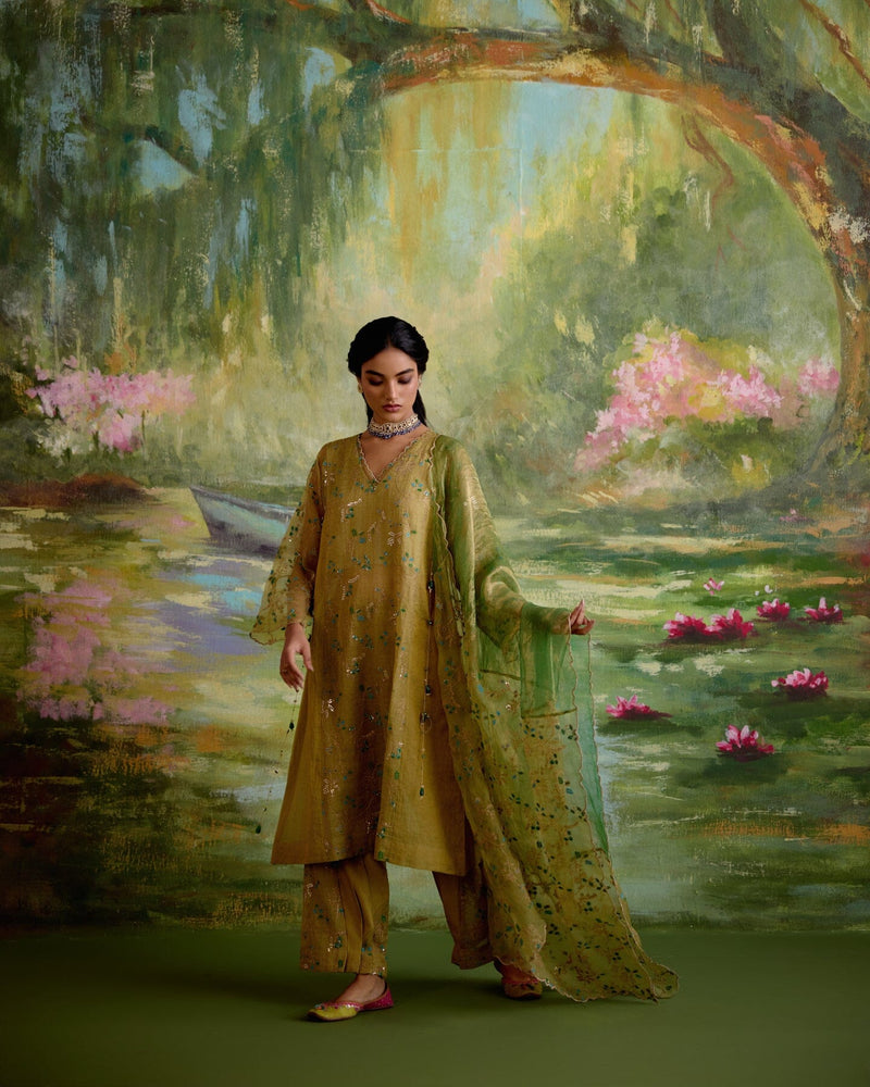 JOR BAAGH SOFT GREEN-SET OF 3( kurta, pant & dupatta) Naaz By Noor 