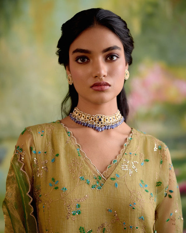 JOR BAAGH SOFT GREEN-SET OF 3( kurta, pant & dupatta) Naaz By Noor 