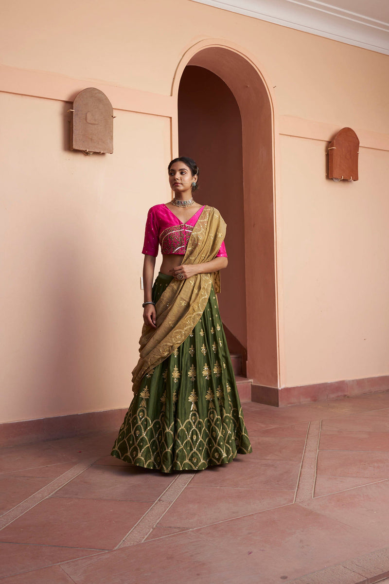 kikli 3 colour lehenga-set of 3 ( blouse, kalidar skirt & dupatta) Naaz By Noor 
