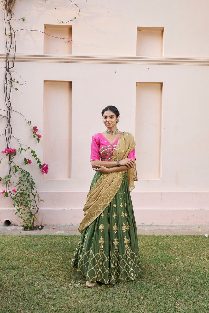 kikli 3 colour lehenga-set of 3 ( blouse, kalidar skirt & dupatta) Naaz By Noor 
