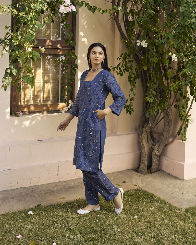 kikli blue-set of 2( kurta & pant) Naaz By Noor 