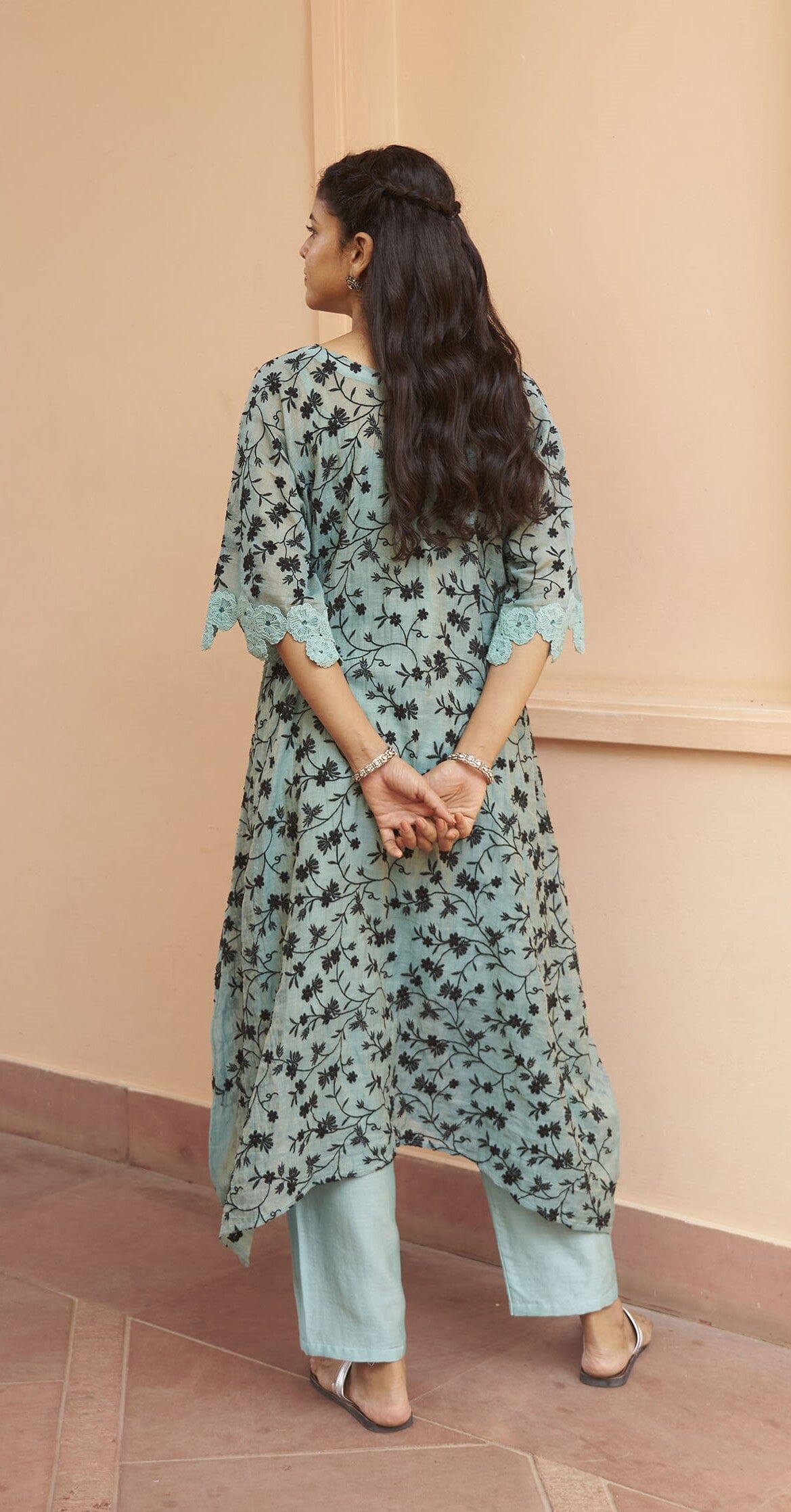 kikli kaftan blue-set of 2( kurta & pant) Naaz By Noor 