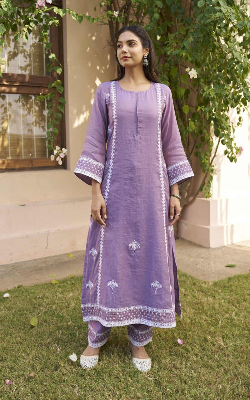 kikli lilac- set of 3(kurta,pant & dupatta) Naaz By Noor 