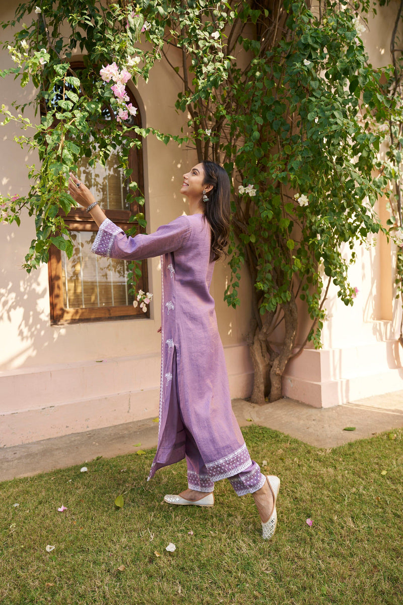 kikli lilac- set of 3(kurta,pant & dupatta) Naaz By Noor 