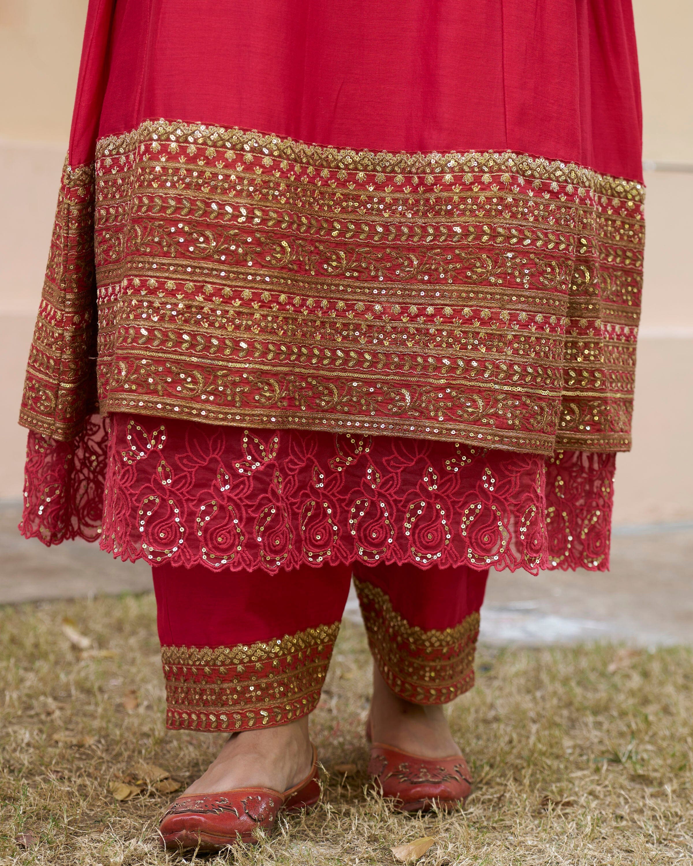 kikli red-set of 3(kurta,pant & dupatta) Naaz By Noor 