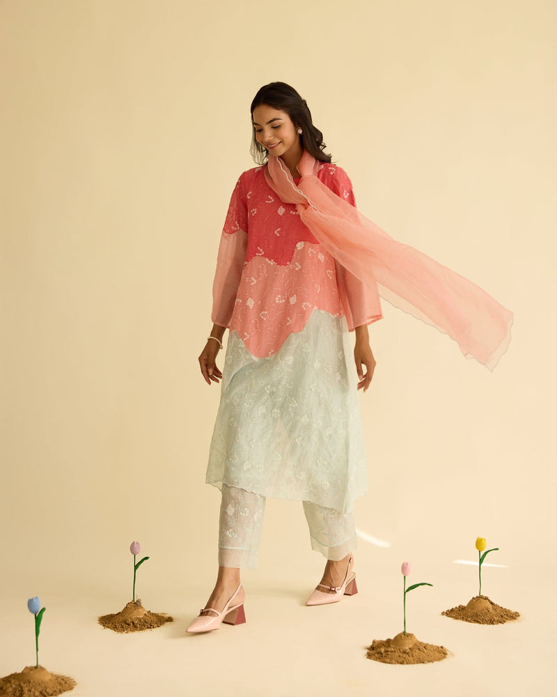 KIND FLOWER CHILD -SET OF 3( KURTA, PANT & DUPATTA) Naaz By Noor 