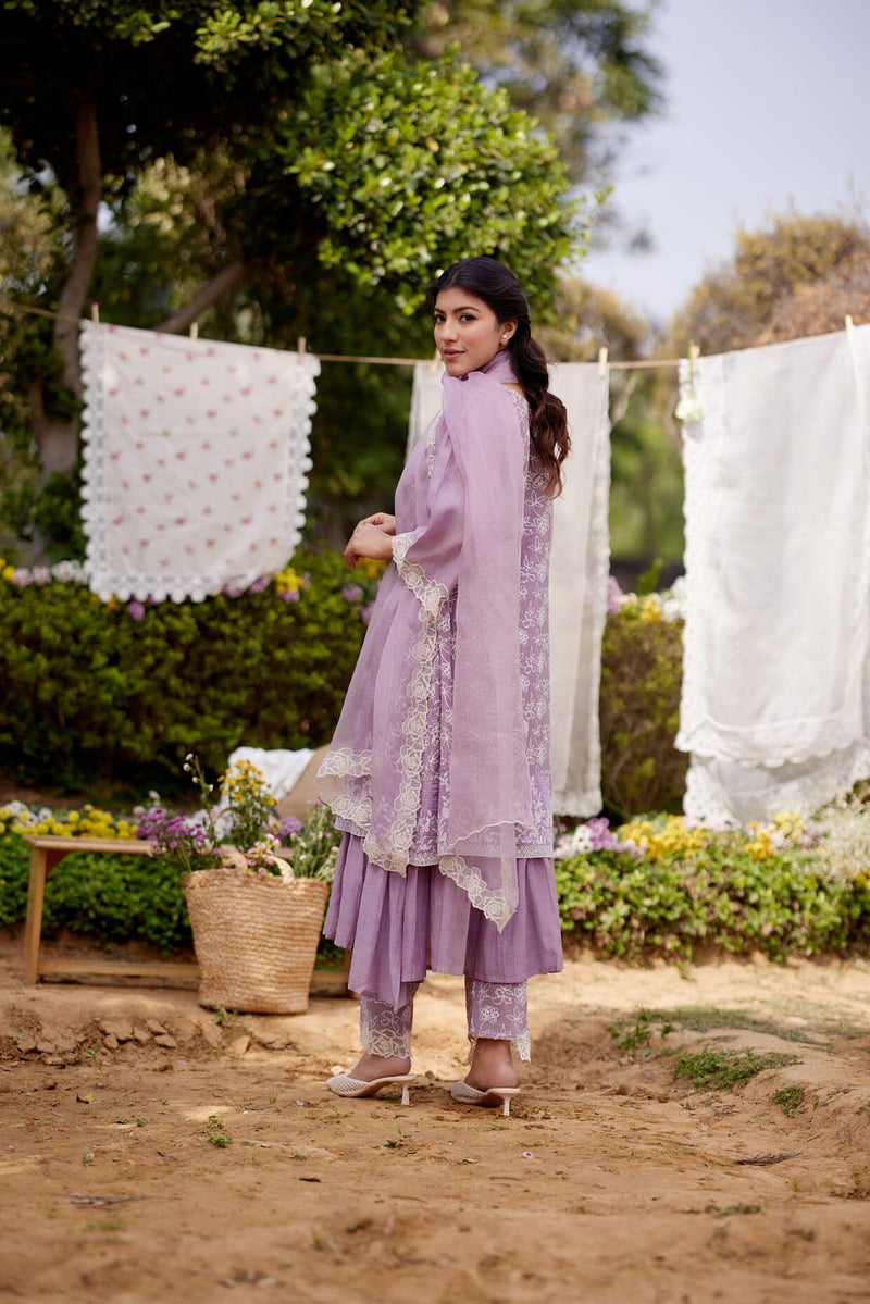 LAVENDER fields- set of 3 ( kurta, pant & dupatta) Naaz By Noor 