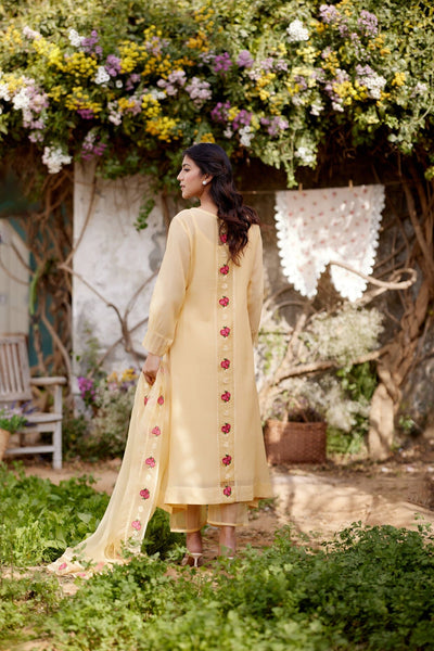 LEMON MERINGUE fields- set of 3 ( kurta, pant & dupatta) Naaz By Noor 
