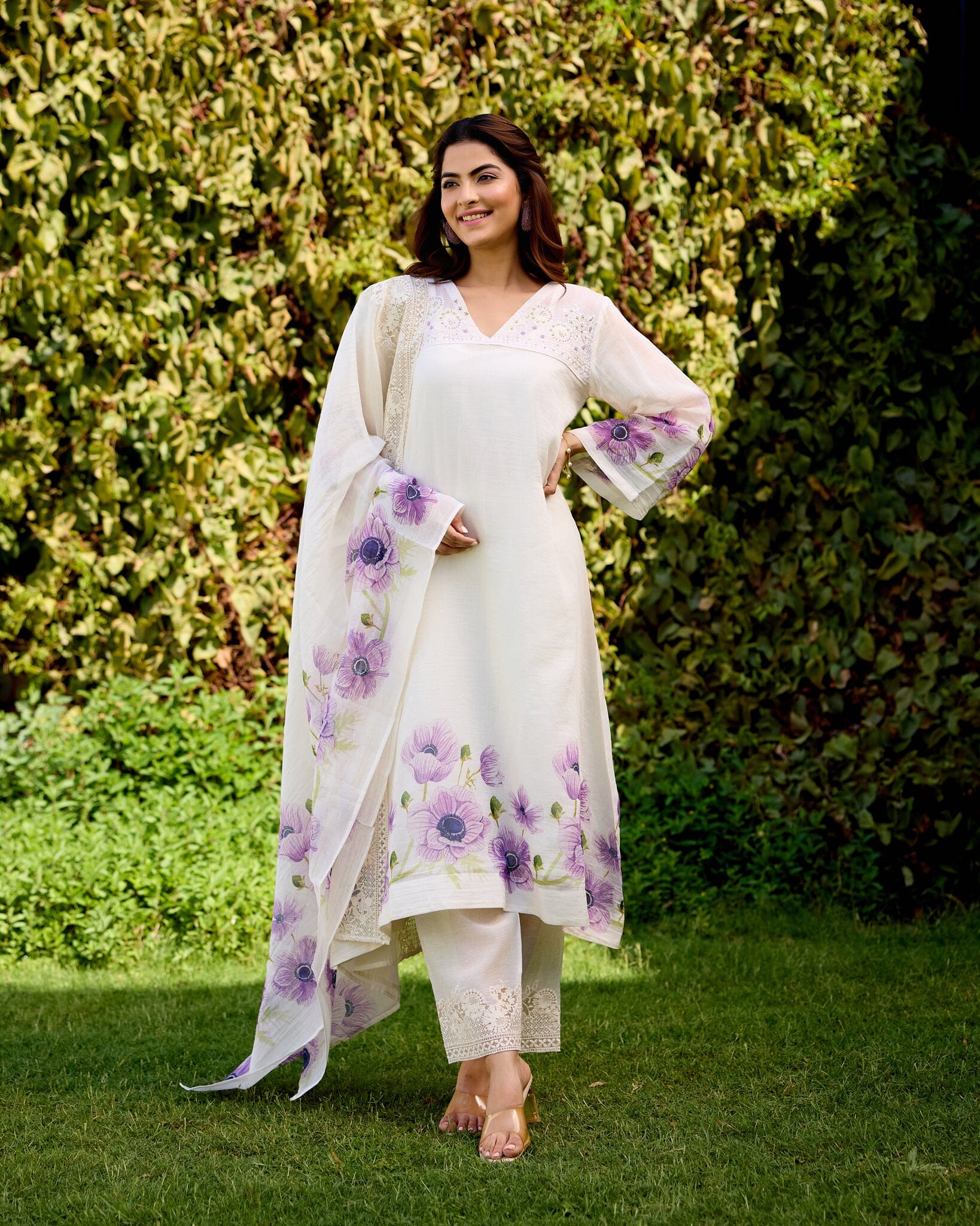 LOVING FLOWER CHILD- SET OF 3( KURTA,PANT&DUPATTA) Naaz By Noor 